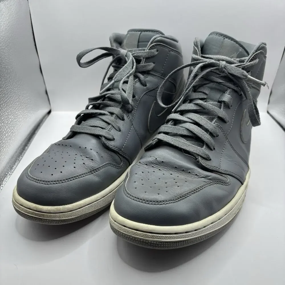 Men’s Size 13 - Jordan 1 Mid Cool Grey 2015 Retro Gray Athletic Shoes 554724-031